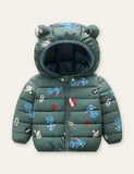 Dinosaur Full Printed Zipper Hooded Coat - Mini Taylor