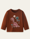 T-shirt a maniche lunghe con stampa dinosauro