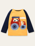 Driving Cow Appliqué Long Sleeves T-shirt - Mini Taylor