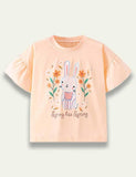 Easter Cartoon Bunny Letter Printed T-Shirt - Mini Taylor