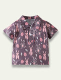 Easter Cartoon Bunny Printed Polo Collar T-Shirt - Mini Taylor