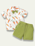 Easter Cartoon Rabbit Carrot Printed Suit - Mini Taylor