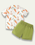 Easter Cartoon Rabbit Carrot Printed Suit - Mini Taylor