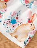 Easter Solid Color T-Shirt+Bunny Printed Strap Dress - Mini Taylor