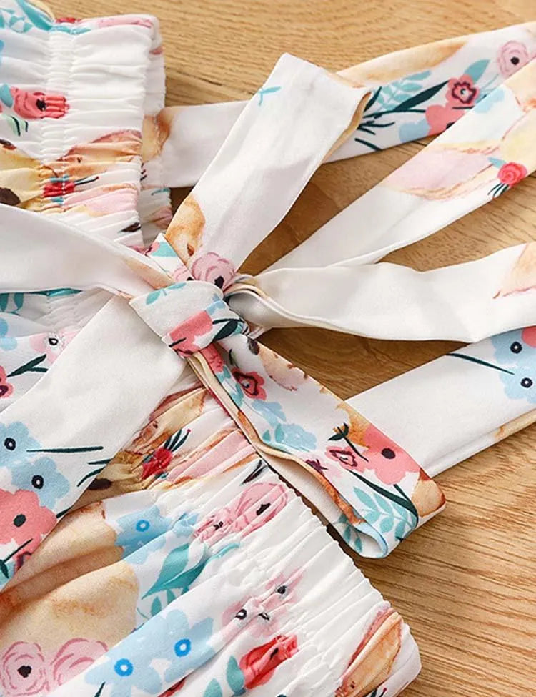 Easter Solid Color T-Shirt+Bunny Printed Strap Dress - Mini Taylor