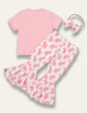 Easter Spotted Bunny Printed T-Shirt+Flared Pants - Mini Taylor