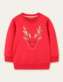 Elk  Appliqué Embroidered Sweatshirt