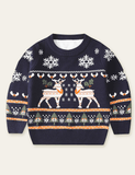 Elk Printed Long Sleeve Sweater - Mini Taylor