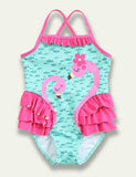 Flamingo Ruffled Swim Suit - Mini Taylor