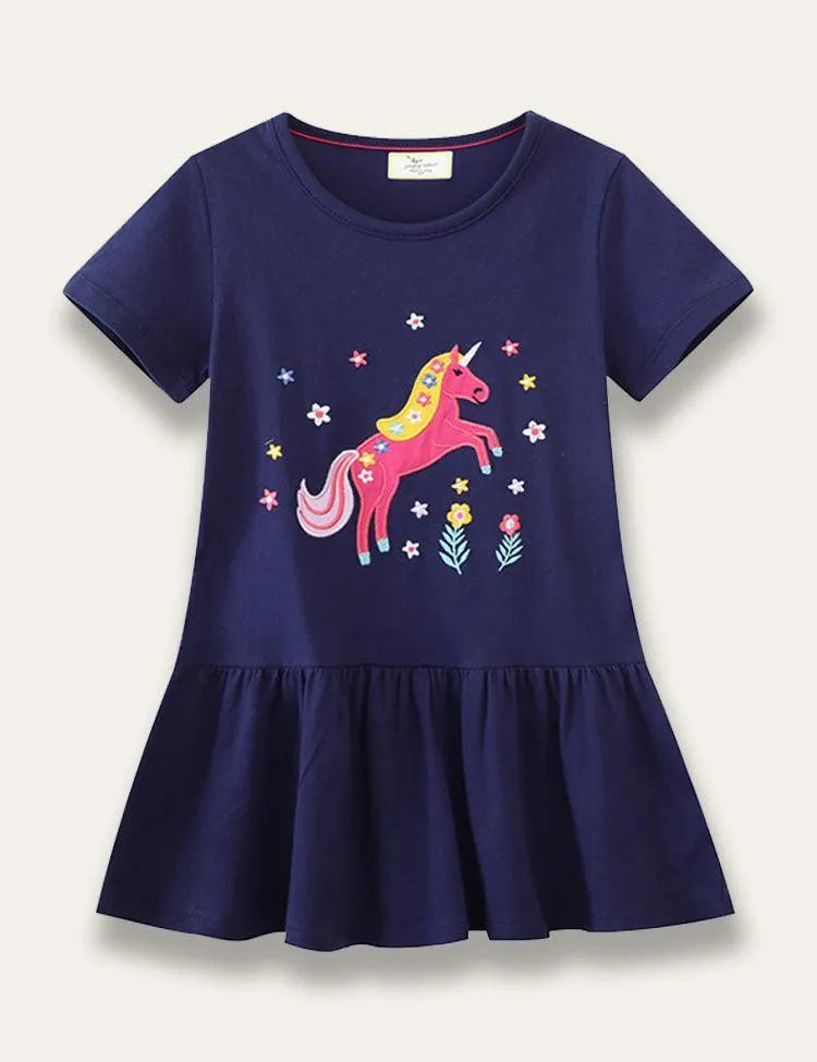 Floral Unicorn Appliqué Dress - Mini Taylor