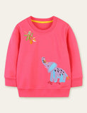 Flower Embroidered Elephant Appliqué Sweatshirt - Mini Taylor