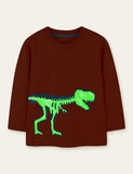 Glowing Dinosaur Printed Long Sleeve T-shirt - Mini Taylor