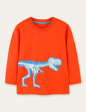 Glowing Dinosaur Printed Long Sleeve T-shirt - Mini Taylor