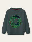 Sweatshirt mit leuchtendem Hai-Aufdruck