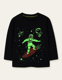 Glowing Space Astronaut Printed Long Sleeve T-shirt - Mini Taylor