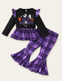 Halloween Plaid Bell-Bottom byxor set