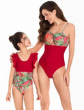 High Waist Floral Family Matching Swim Suit - Mini Taylor