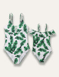 Leaf Printed Family Matching Swim Suit