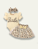 Leopard Babe Printed Romper+Heart Tulle Skirt - Mini Taylor