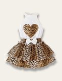 Leopard Heart Print Skirt Set - Mini Taylor