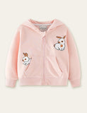 Rabbit Printed Zipper Hooded Coat - Mini Taylor