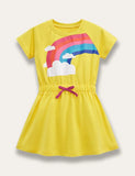 Rainbow Print Short Sleeve Dress