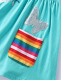 Rainbow Sequined Unicorn Butterfly Long Sleeve Dress - Mini Taylor