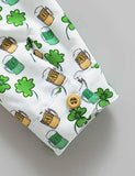 St. Patrick's Day Clover Printed Long Sleeve Shirt+Gentleman Overalls - Mini Taylor
