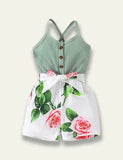 Strap Splicing Flower Printed Jumpsuit - Mini Taylor