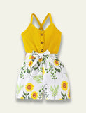 Strap Splicing Flower Printed Jumpsuit - Mini Taylor