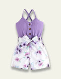 Strap Splicing Flower Printed Jumpsuit - Mini Taylor