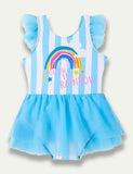 Costume da bagno in tulle arcobaleno a righe