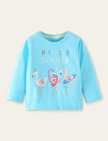 Three Flamingo Printed Long-Sleeved T-shirt - Mini Taylor