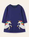 Unicorn Appliqué Embroidered Dress - Mini Taylor