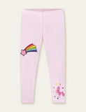 Unicorn Rainbow Appliqué Leggings - Mini Taylor