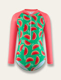 Watermelon Print Long Sleeve Swimsuit - Mini Taylor